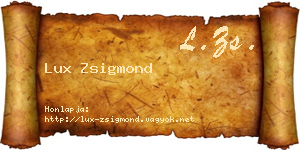 Lux Zsigmond névjegykártya
